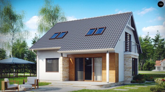Проєкт будинку U102 - З мансардним поверхом дома в Україні