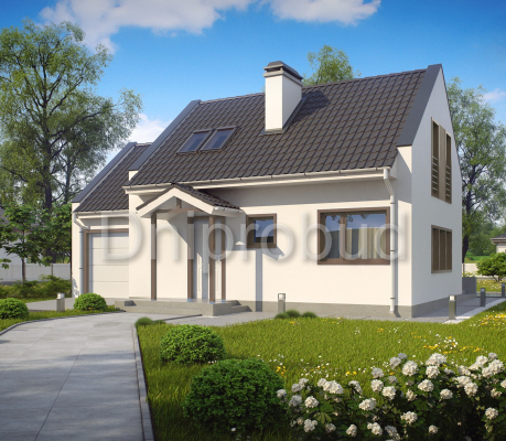 Будинок мансардного типу з гаражем на одну машину у с. Глібівка