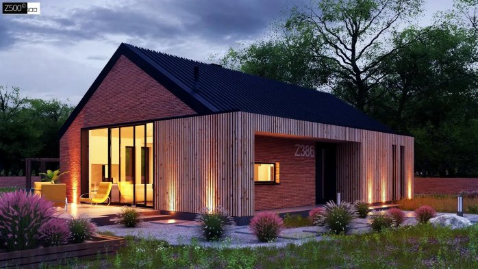 Проект дома U386 v1 - 1 С мансардным этажом дома в Украине