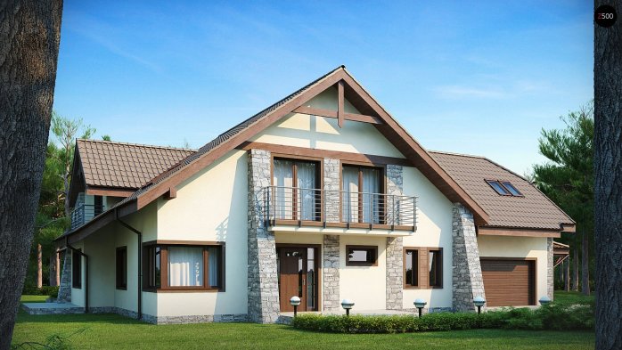 Проект дома U59 - 1 С мансардным этажом дома в Украине