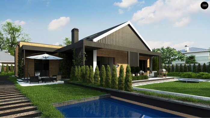 Проект дома U463 - 5 С мансардным этажом дома в Украине