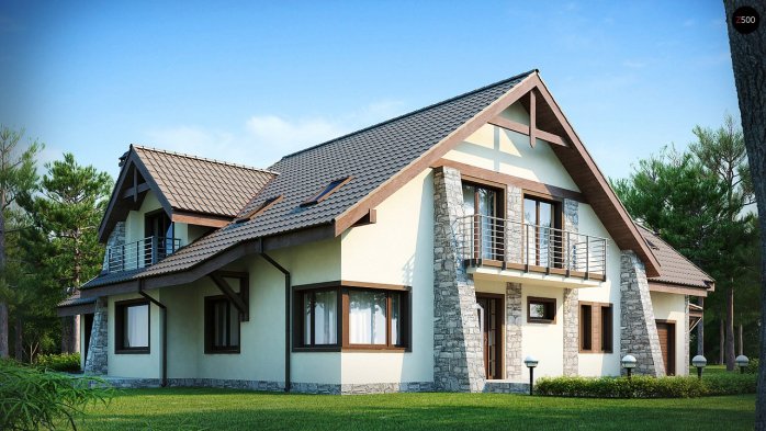 Проект дома U59 - 2 С мансардным этажом дома в Украине