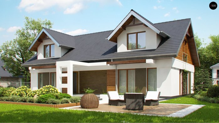 Проект дома U247 - 5 С мансардным этажом дома в Украине