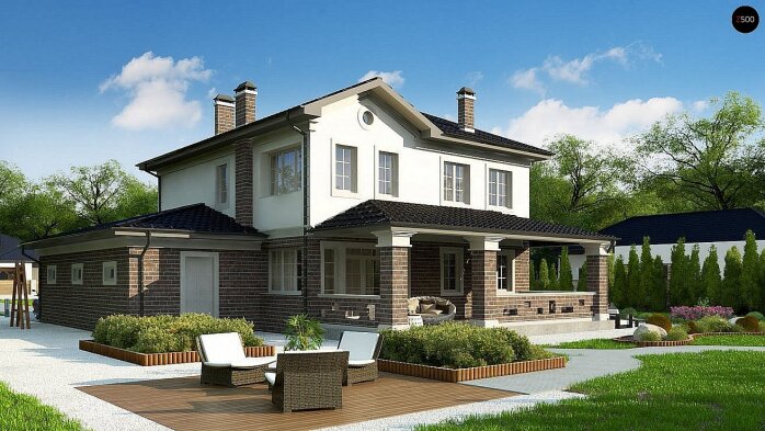 Проект дома Uu2 L + pk - 4 Двухэтажные дома в Украине