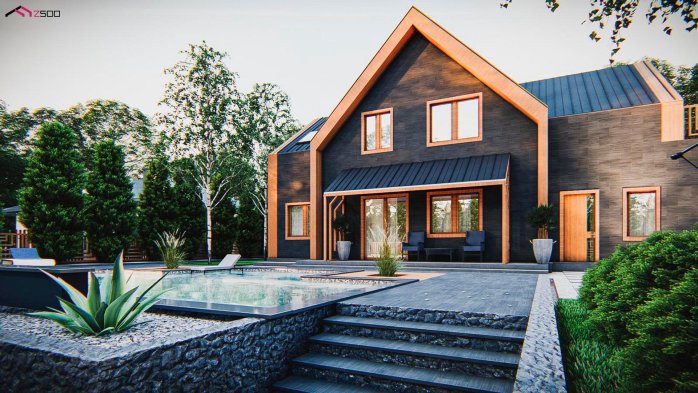 Проект дома U555 - 5 С мансардным этажом дома в Украине