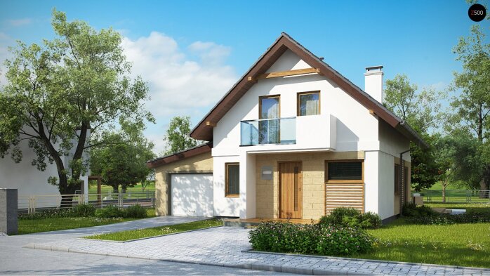 Проект дома U177 GL - 1 С мансардным этажом дома в Украине