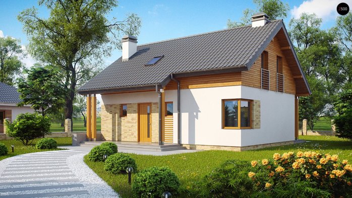 Проєкт будинку U210 - З мансардним поверхом дома в Україні