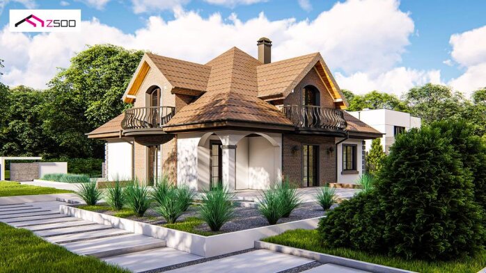 Проект дома U18 kl+ - 1 С мансардным этажом дома в Украине