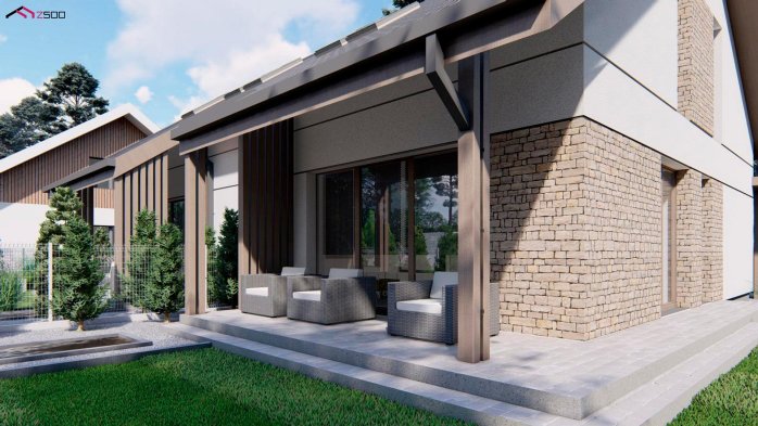 Проєкт будинку Ub42 el - З мансардним поверхом дома в Україні