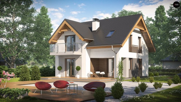 Проект дома U163 V1 - 2 С мансардным этажом дома в Украине