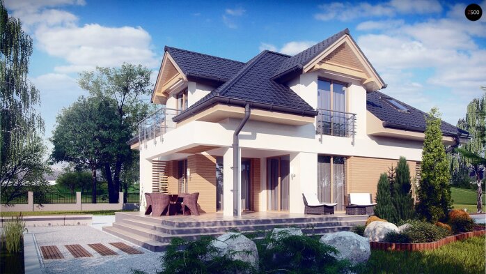 Проєкт будинку U284 PK - З мансардним поверхом дома в Україні