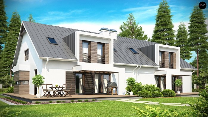 Проєкт будинку Ub6 - З мансардним поверхом дома в Україні