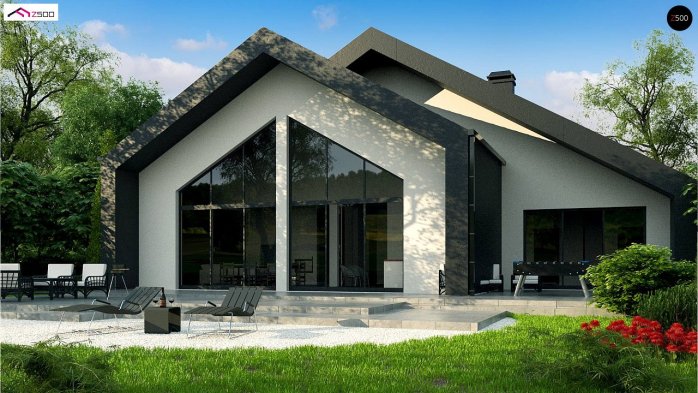 Проект дома Ux251 - 3 С мансардным этажом дома в Украине