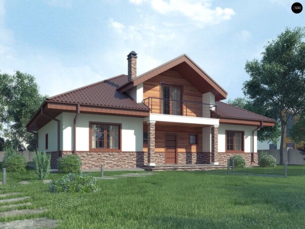 Проект дома U10 stu bk - 1 С мансардным этажом дома в Украине