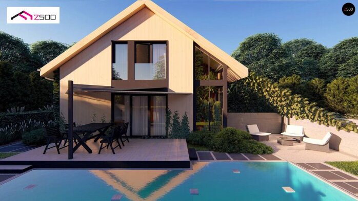 Проект дома U470 - 1 С мансардным этажом дома в Украине