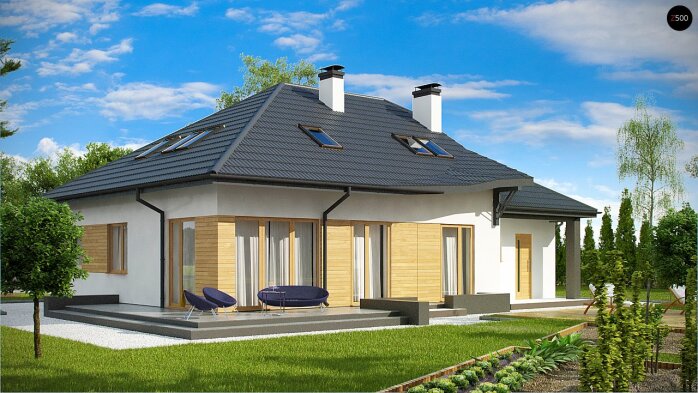 Проект дома U56 A - 3 С мансардным этажом дома в Украине