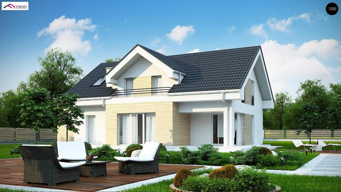 Проект дома U160 A GP - 1 С мансардным этажом дома в Украине