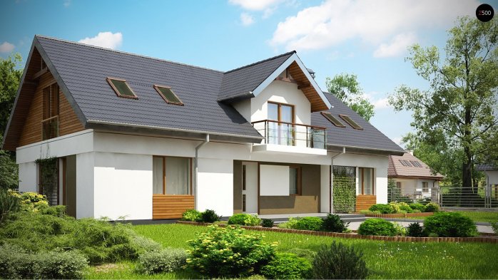 Проект дома U247 - 1 С мансардным этажом дома в Украине