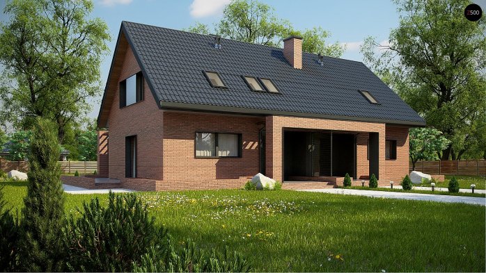 Проект дома U351 - 1 С мансардным этажом дома в Украине