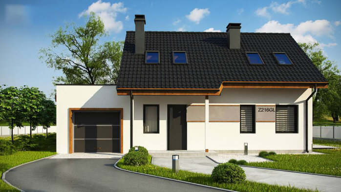 Проєкт будинку U216 GL - З мансардним поверхом дома в Україні