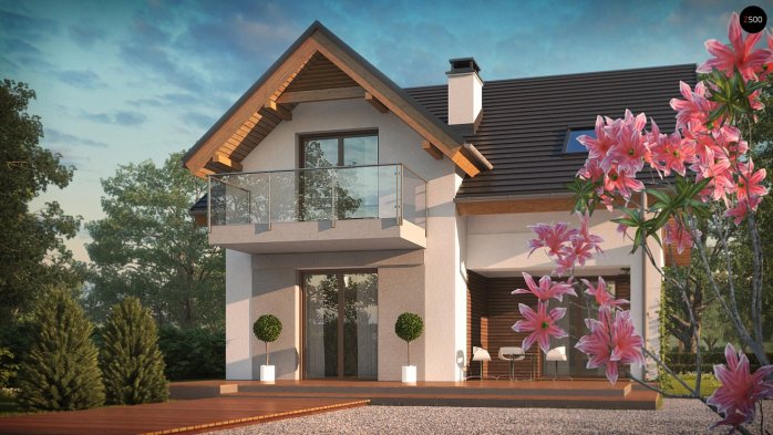 Проект дома U163 V1 - 4 С мансардным этажом дома в Украине