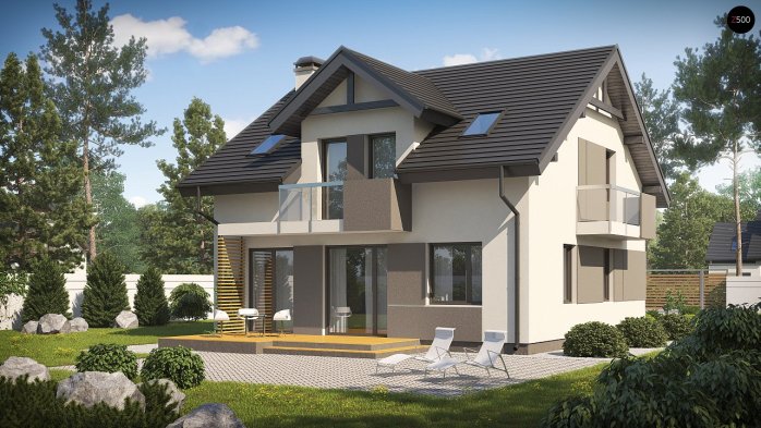 Проект дома U65 v2 - 1 С мансардным этажом дома в Украине