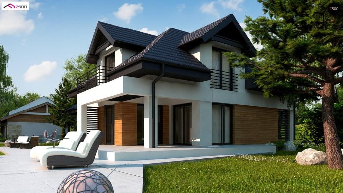 Проєкт будинку U284 GP2 - З мансардним поверхом дома в Україні
