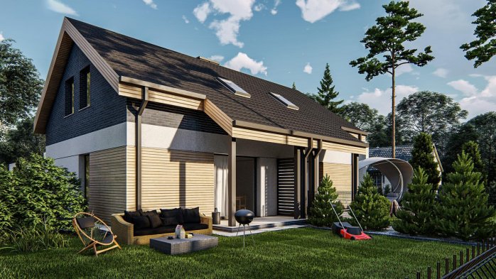 Проект дома Ub47 - 3 С мансардным этажом дома в Украине