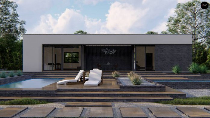 Проект дома Ux149 - 4 Одноэтажные дома в Украине