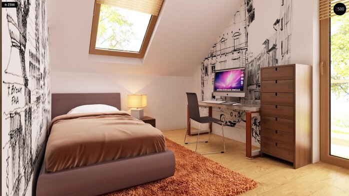 Проєкт будинку u1 k - З мансардним поверхом дома в Україні