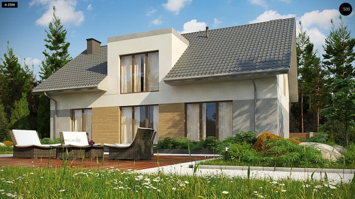 Проєкт будинку U358 - З мансардним поверхом дома в Україні