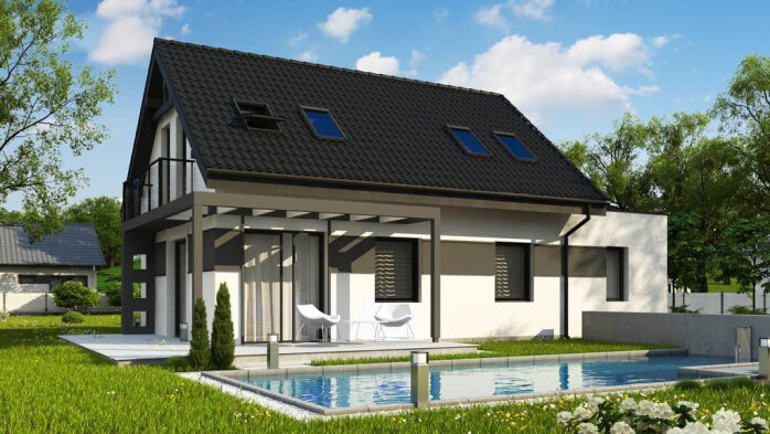 Проєкт будинку U216 GL - З мансардним поверхом дома в Україні