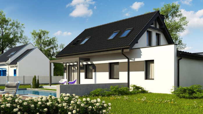 Проєкт будинку U216 GL - З мансардним поверхом дома в Україні