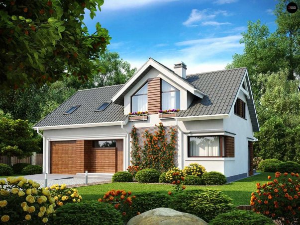 Проєкт будинку U122 v2 - З мансардним поверхом дома в Україні