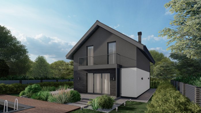 Проект дома Db 15 - 1 С мансардным этажом дома в Украине