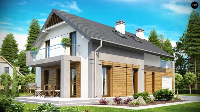 Проєкт будинку U149 - З мансардним поверхом дома в Україні