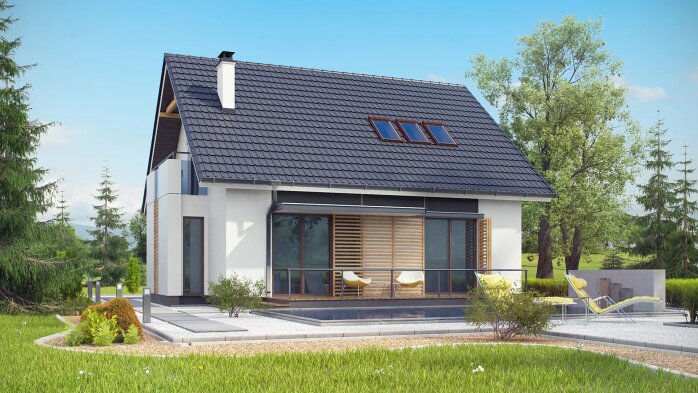 Проект дома U304 - 1 С мансардным этажом дома в Украине