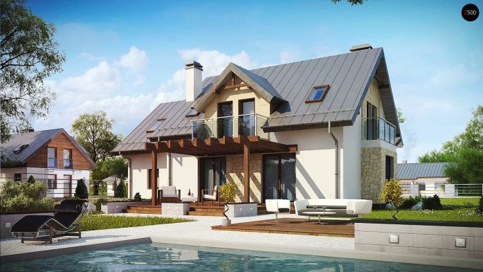 Проєкт будинку U263 - З мансардним поверхом дома в Україні