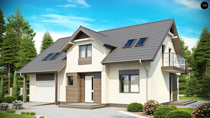 Проєкт будинку U172 - З мансардним поверхом дома в Україні