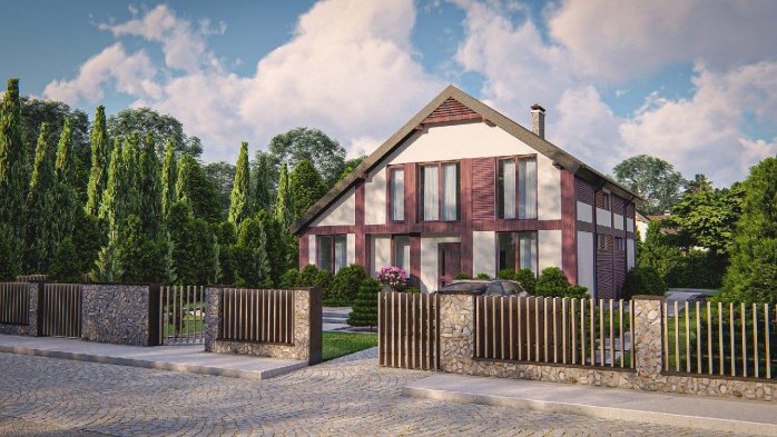 Проект дома Uu50 - 1 С мансардным этажом дома в Украине