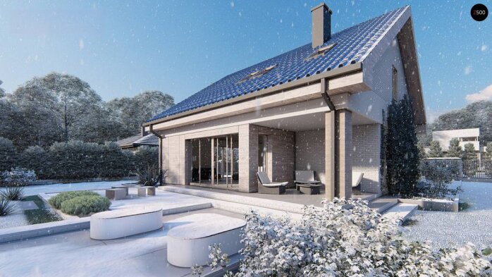 Проєкт будинку U436 - З мансардним поверхом дома в Україні