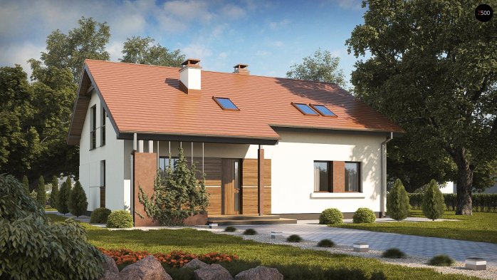 Проект дома U261 v1 - 1 С мансардным этажом дома в Украине