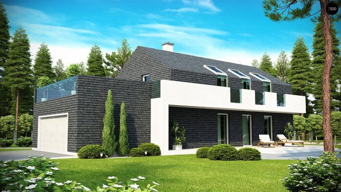 Проєкт будинку Ux40 - З мансардним поверхом дома в Україні