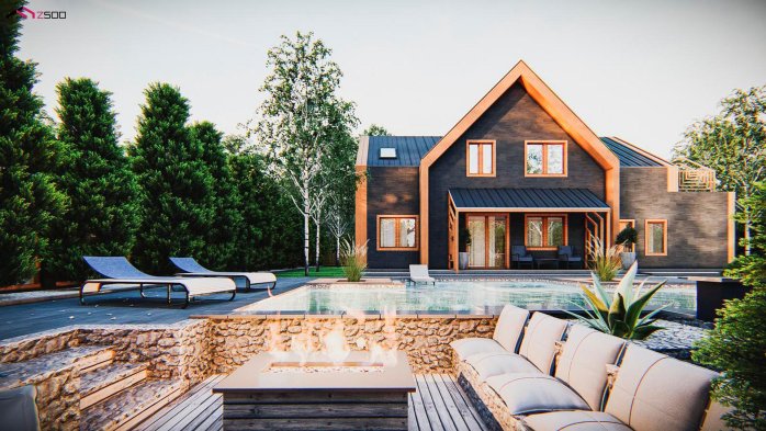 Проект дома U555 - 6 С мансардным этажом дома в Украине