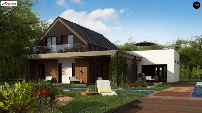 Проект дома U453 - 2 С мансардным этажом дома в Украине