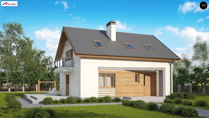 Проект дома U255 B pc - 1 С мансардным этажом дома в Украине