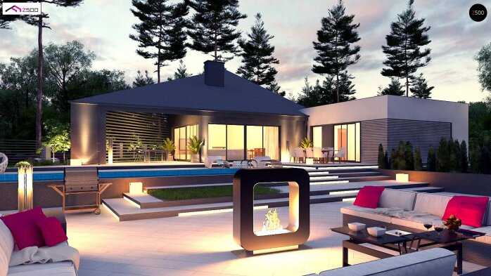 Проект дома Ux94 - 6 С мансардным этажом дома в Украине