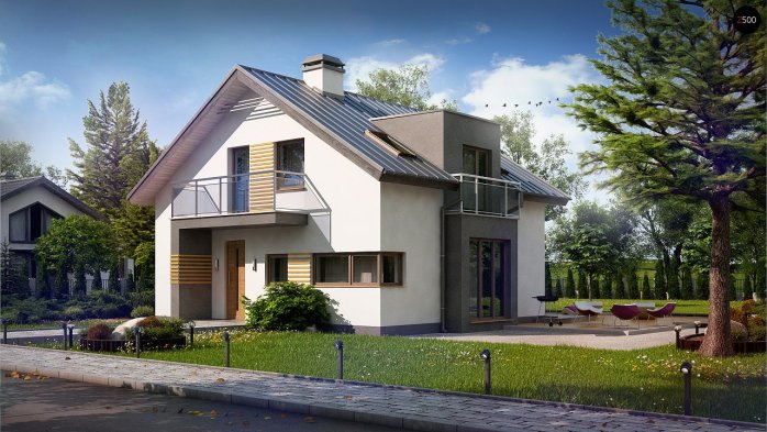 Проект дома U245 - 2 С мансардным этажом дома в Украине