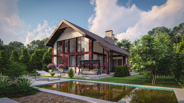 Проект дома Uu50 - 3 С мансардным этажом дома в Украине