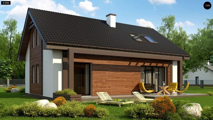 Проект дома U95 A - 2 С мансардным этажом дома в Украине